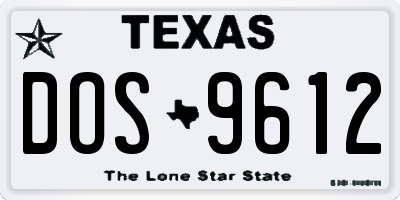 TX license plate DOS9612