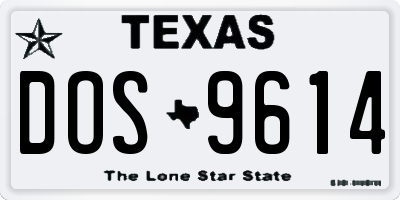 TX license plate DOS9614