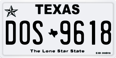 TX license plate DOS9618