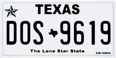 TX license plate DOS9619