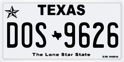 TX license plate DOS9626