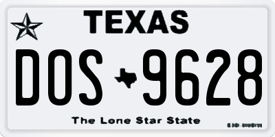 TX license plate DOS9628