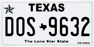 TX license plate DOS9632