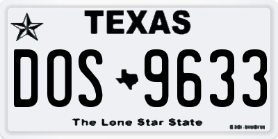 TX license plate DOS9633