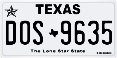 TX license plate DOS9635
