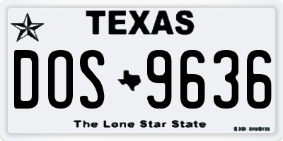 TX license plate DOS9636