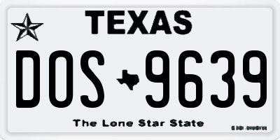 TX license plate DOS9639