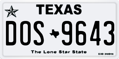 TX license plate DOS9643