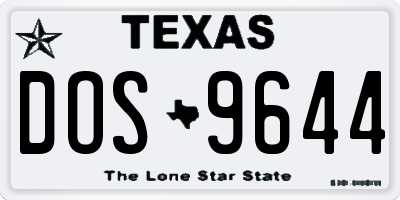 TX license plate DOS9644