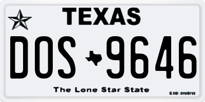 TX license plate DOS9646
