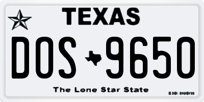 TX license plate DOS9650