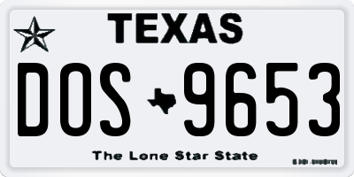 TX license plate DOS9653