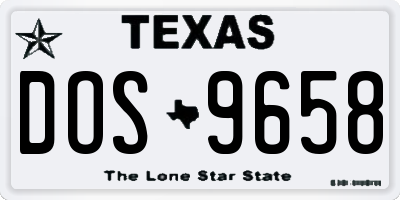 TX license plate DOS9658