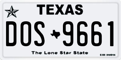 TX license plate DOS9661