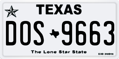 TX license plate DOS9663