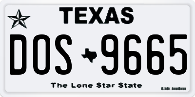TX license plate DOS9665