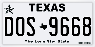 TX license plate DOS9668
