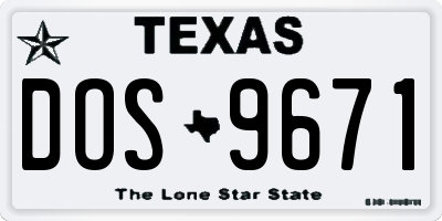 TX license plate DOS9671