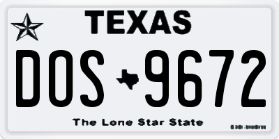 TX license plate DOS9672