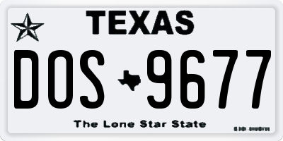 TX license plate DOS9677