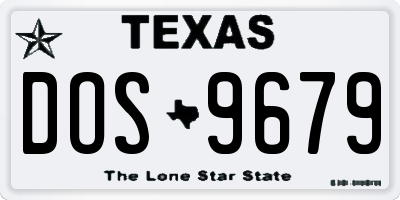 TX license plate DOS9679
