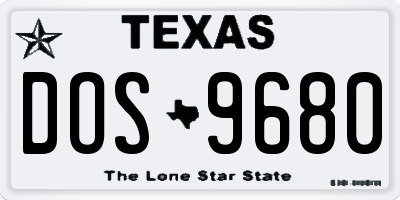 TX license plate DOS9680
