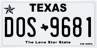 TX license plate DOS9681