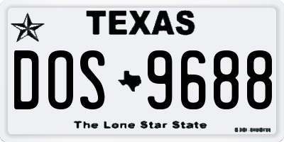 TX license plate DOS9688