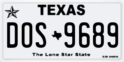 TX license plate DOS9689