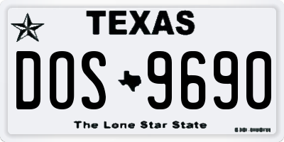 TX license plate DOS9690