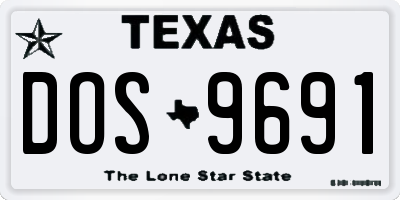 TX license plate DOS9691