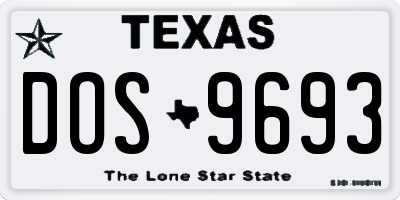 TX license plate DOS9693