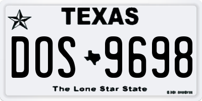 TX license plate DOS9698