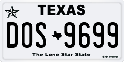 TX license plate DOS9699