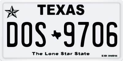 TX license plate DOS9706