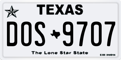 TX license plate DOS9707