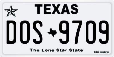 TX license plate DOS9709