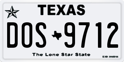TX license plate DOS9712