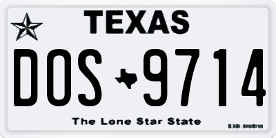 TX license plate DOS9714