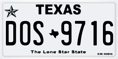 TX license plate DOS9716