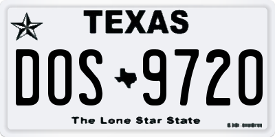 TX license plate DOS9720