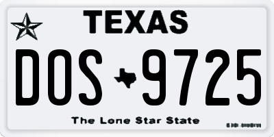 TX license plate DOS9725