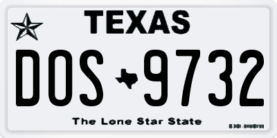 TX license plate DOS9732