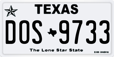 TX license plate DOS9733