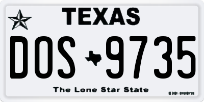 TX license plate DOS9735