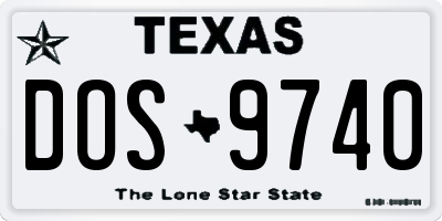 TX license plate DOS9740