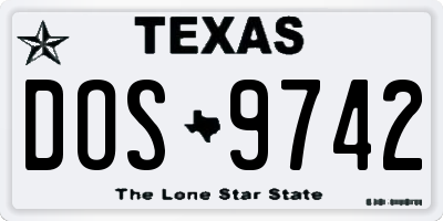 TX license plate DOS9742