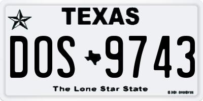 TX license plate DOS9743