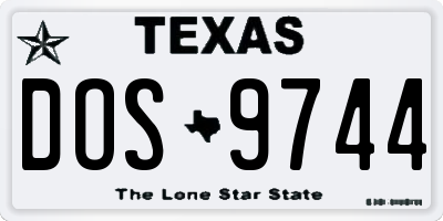 TX license plate DOS9744