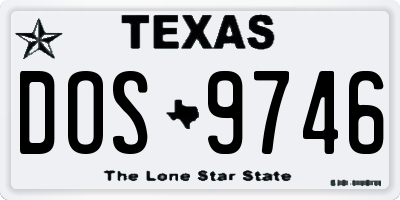 TX license plate DOS9746